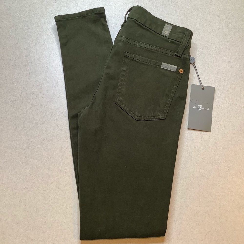 7 For All Mankind Jeans 24 Skinny Spruce Green NWT